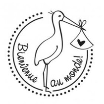 Holzstempel, texto francés, tema: Bebé
