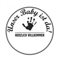 Holzstempel, texto em alemão, tópico: Bebê
