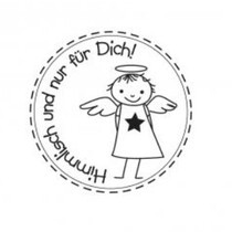 Holzstempel, deutsche Text, "himmlich und nur für dich!"