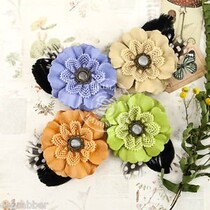verschillende bloemen van Prima Flower, 4 stukken met nostalgische Brads