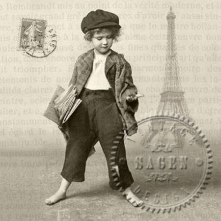 DECOUPAGE AND ACCESSOIRES 4 guardanapos de designer no estilo do vintage, Rapazes
