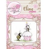 Wild Rose Studio`s Rubber stamp, bees, a candle and a muffin / cupcake