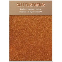 Glitter iriserende papir, format A4, 150 g, kobber