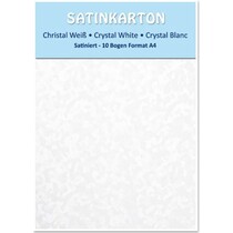 Satin A4 papelão, 250gr de cetim dupla face com gravação em relevo. / M², cristal, branco