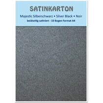 Satin carton de format A4, recto-verso 250gr de satin avec gaufrage. / Mètre carré, "Majestic" argent noir