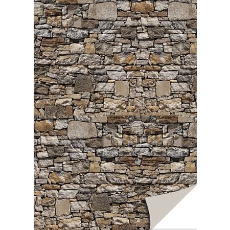 DESIGNER BLÖCKE  / DESIGNER PAPER 5 ark karton med sten udseende, natursten, brun