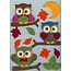 Sticker Filz 3D Sticker, owl on, branch and leaves and moon