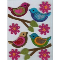 Filz 3D sticker, bird, branch, and flowers