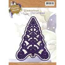 Stampen en Embossing stencil, kerstboom, Glamorous Kerst