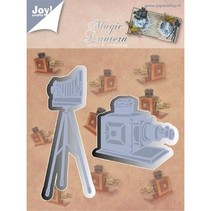 Stampen en Embossing stencil, Joy Crafts, camera op statief, Zauberlaterne