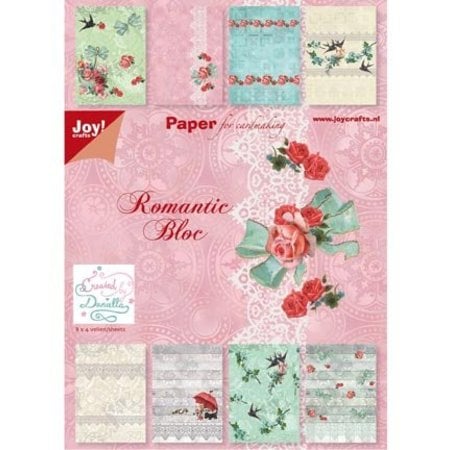 Joy!Crafts und JM Creation Blocco della carta, A5 - romantiche Bloc (rose e rondini)