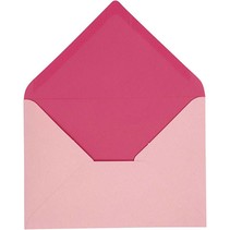 Envelop, grootte 11,5x16 cm, roze / roze, 10 stuks