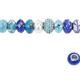 Schmuck Gestalten / Jewellery art Glass Beads Harmony, D: 13-15 mm, blue tones, ranked 10