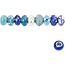 Schmuck Gestalten / Jewellery art Glazen kralen Harmony, D: 13-15 mm, blauwe tinten, gerangschikt 10
