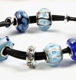 Schmuck Gestalten / Jewellery art Contas de Vidro Harmony, D: 13-15 mm, tons de azul, classificou 10