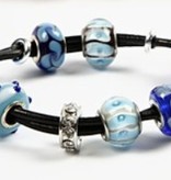 Schmuck Gestalten / Jewellery art Glasperler Harmony, D: 13-15 mm, blå toner, rangeret 10