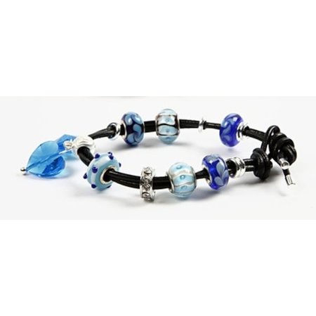 Schmuck Gestalten / Jewellery art Glassperler Harmony, D: 13-15 mm, blå toner, rangert 10