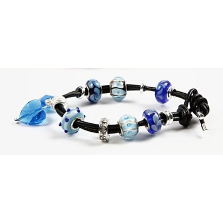 Schmuck Gestalten / Jewellery art Perle di vetro Armonia, D: 13-15 mm, i toni blu, classificato 10