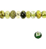 Schmuck Gestalten / Jewellery art Contas de Vidro Harmony, D: 13-15 mm, verdes, classificou 10