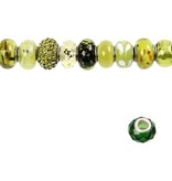 Schmuck Gestalten / Jewellery art Perle di vetro Armonia, D: 13-15 mm, i verdi, ordinati 10
