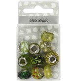 Schmuck Gestalten / Jewellery art Perles de verre Harmony, D: 13-15 mm, verts, classé 10