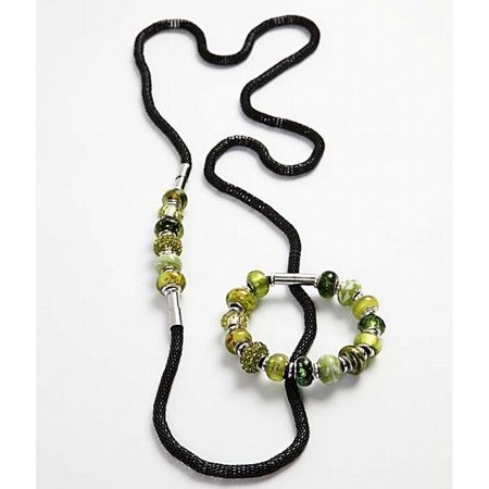 Schmuck Gestalten / Jewellery art Glass Beads Harmony, D: 13-15 mm, greens, ranked 10