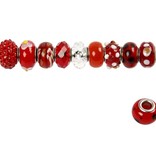 Schmuck Gestalten / Jewellery art Cuentas de vidrio armonía, D: 13 a 15 mm, rojos, clasificado 10