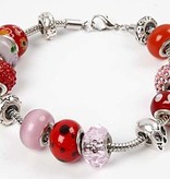 Schmuck Gestalten / Jewellery art Glass beads harmony, D: 13-15 mm, reds, sorted 10