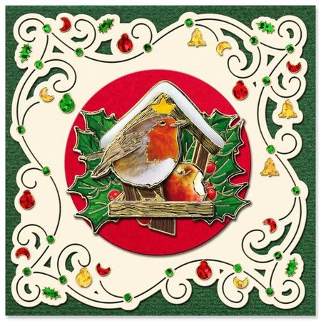 Exlusiv Pre-printed images and embossed stickers, for 8 3D Christmas cards
