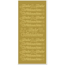 Autocollant, Joyeux Noël, grand, or-or, le format 10x23cm