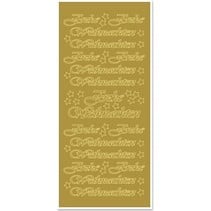 Sticker, Merry Christmas, big, gold-gold, format 10x23cm