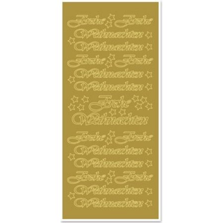 Sticker Klistremerke, Merry Christmas, store, gull-gull, format 10x23cm