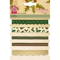 Set decorative ribbons, 5 x 1 mtr., Christmas motifs
