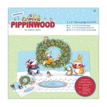 Bastelset: kort pack, linned tekstur - Pippi Wood julen