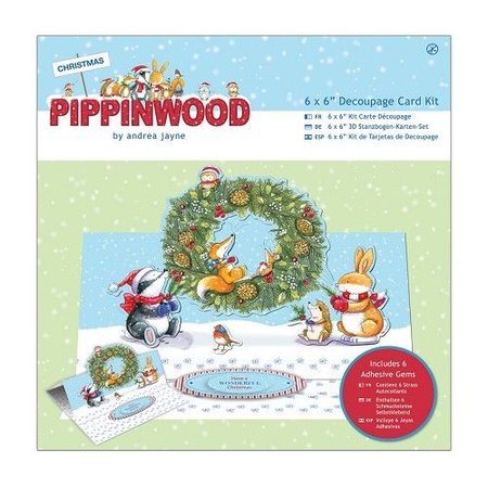 KARTEN und Zubehör / Cards Bastelset: card pack, linen texture - Pippi Wood Christmas