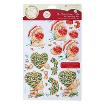 4 x 3D foglio fustellato di A4 Forever Friends e carta 4 designer con motivi natalizi