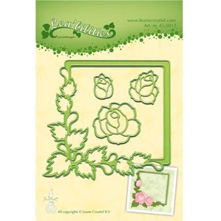 Leane Creatief - Lea'bilities Estampación y embutición de la plantilla, marco con rosas