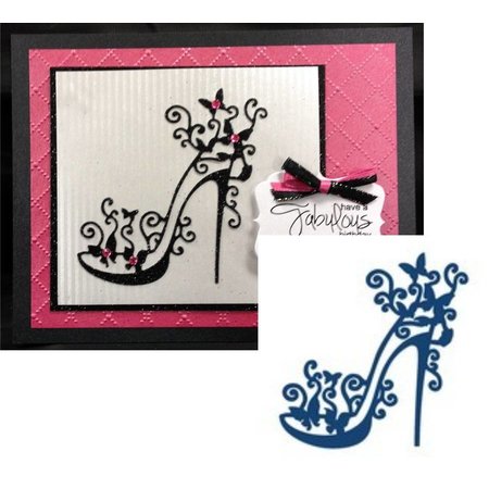 Tattered Lace Stempelen en ponsen template, flarden Kant, punch template High Heel