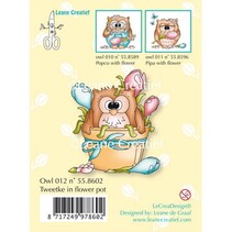 Transparenter Stempel, kleine Eule Tweetke in flower pot