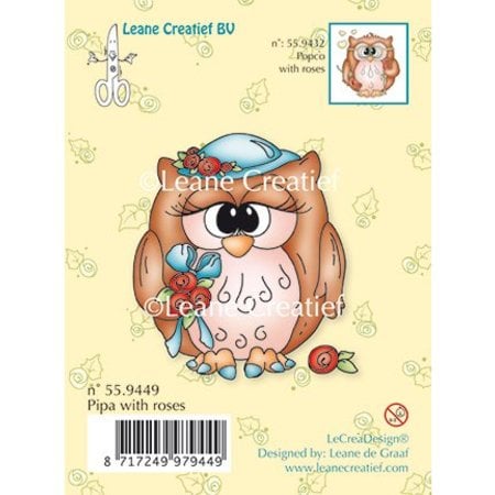 Leane Creatief - Lea'bilities Transparent stamps, owl Pipa with roses