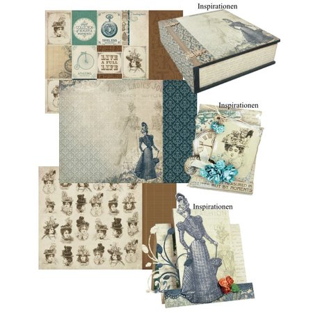 Designer Papier Scrapbooking: 30,5 x 30,5 cm Papier 3 Bogen, Designerpapier "Couture Kollektion Edition I" + 1 Basiskarte + Spitze Dekoband!