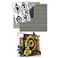 Designer Papier Scrapbooking: 30,5 x 30,5 cm Papier Set: Clear stamps, silhouette + 2 ark Designer papir + 2 baserte kort!
