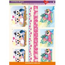 3D Die cut sheets, designs and borders in combination, owls