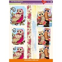 3D Die cut sheets, designs and borders in combination, owls