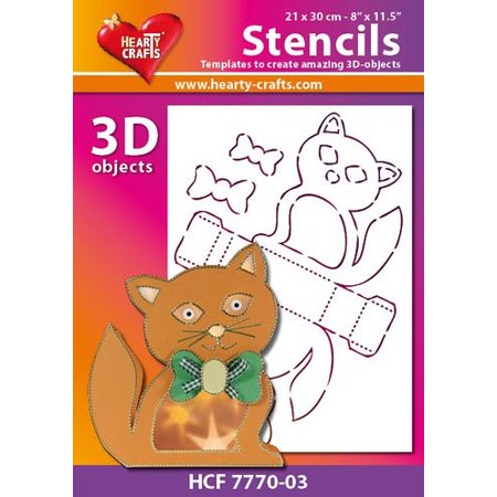 Schablonen und Zubehör für verschiedene Techniken / Templates Máscara de plástico gato 3D, tamaño: 21 x 30 cm