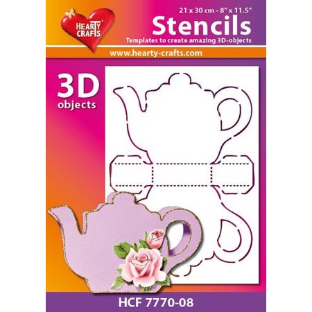 Schablonen und Zubehör für verschiedene Techniken / Templates Plastic Mask 3D coffee or tea pot, size: 21 x 30 cm