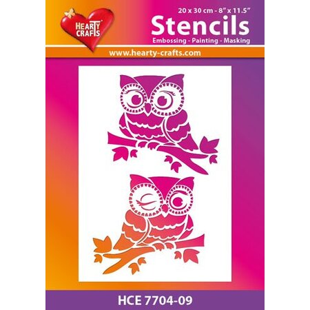 Schablonen und Zubehör für verschiedene Techniken / Templates Plantilla de plástico con 2 búhos, tamaño: 21 x 30 cm