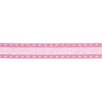 Dekoband mit gestickte Ränder, rosa
