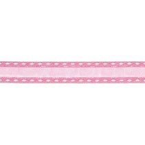 Dekoband med broderte kanter, rosa
