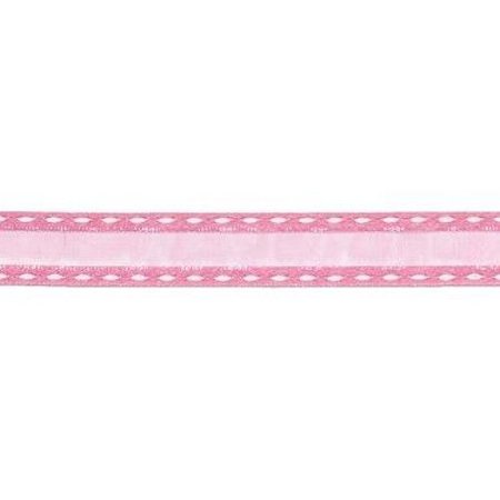 DEKOBAND / RIBBONS / RUBANS ... Dekoband med broderede kanter, pink